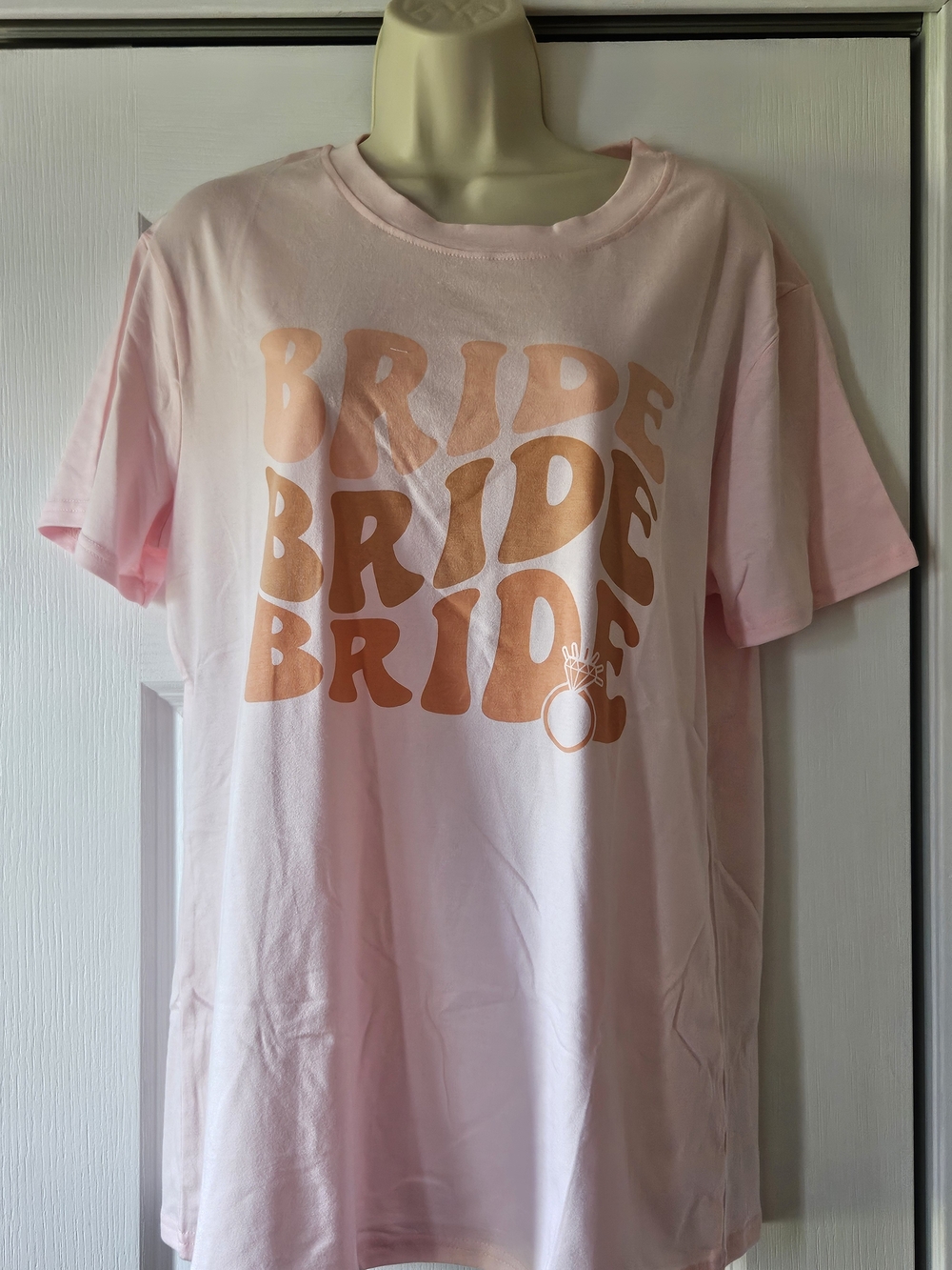 Bride Graphic Tee - Light Pink with Peach Print